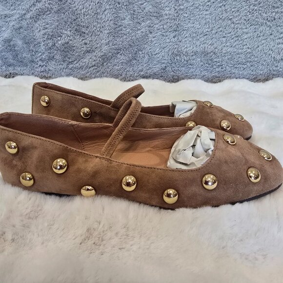 Madewell Greta Ballet Flat Studded Dried Acorn Brown Suede Women's Sizes NEW - Picture 4 of 9